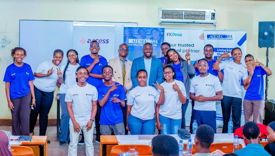 Valence Mwigani with YFL 2025 participants and partners including Access Bank and FX Pesa
